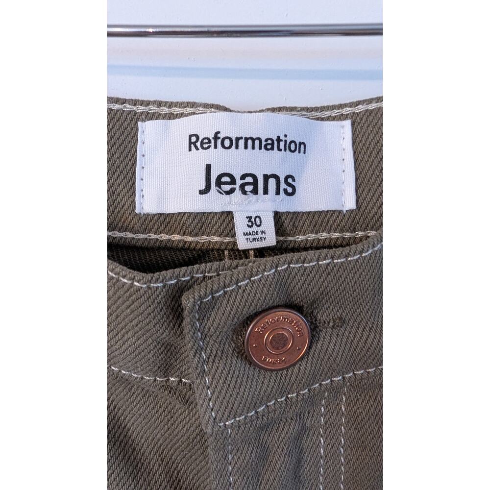 Reformation Jeans Size 30 Cowboy High Rise Straight Jeans Kalamata Green NWT - Picture 2 of 8